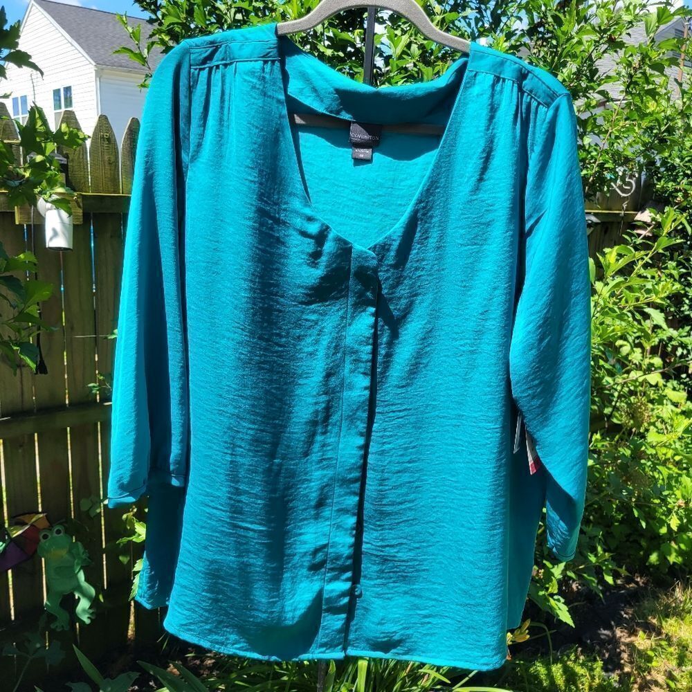 Teal Button Down Blouse